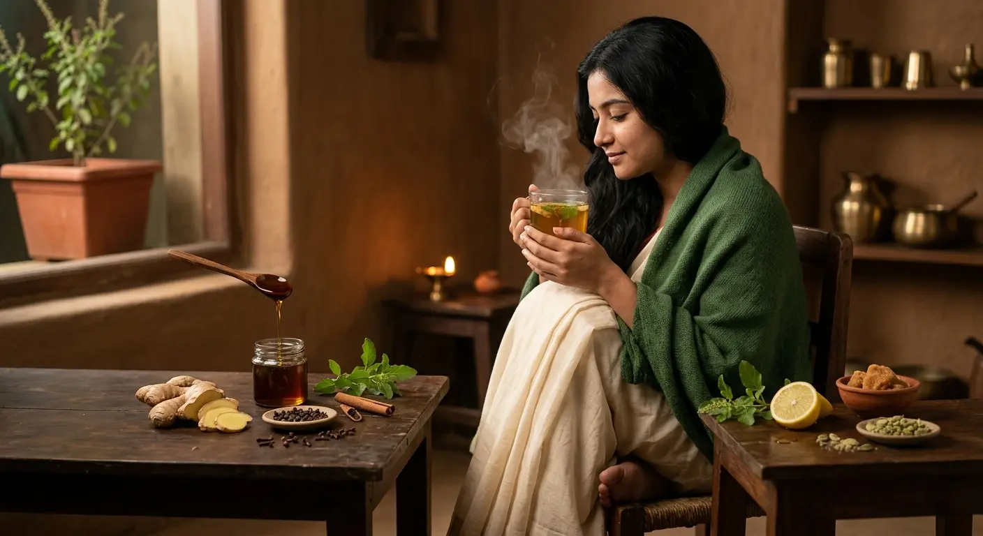 সর্দি, কাশি ও নাক বন্ধের ঘরোয়া উপায়, তুলসী, আদা, মধু ও গরম জল
