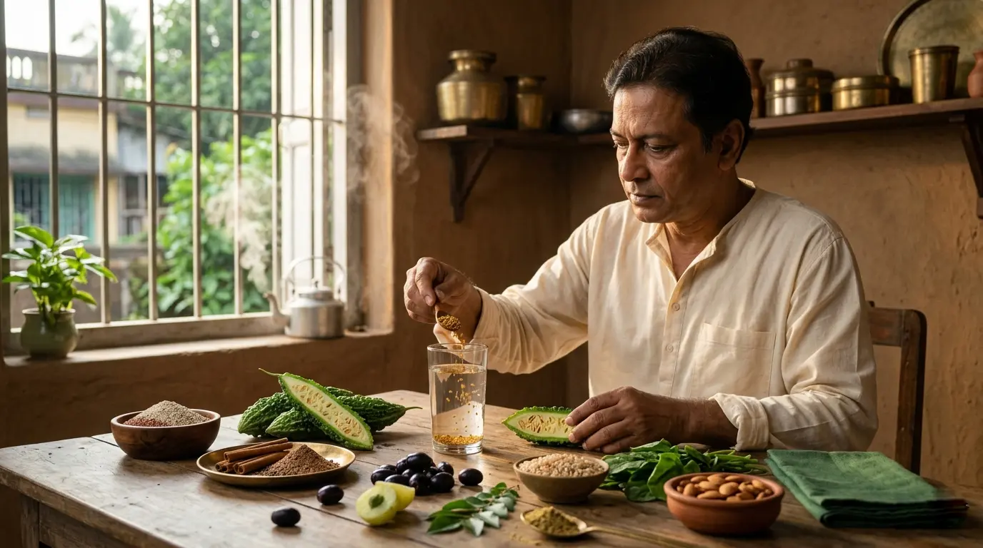 ডায়াবেটিসে বাঙালি খাবার, মেথি, করলা, জাম, মিশ্র শস্য ও শাক