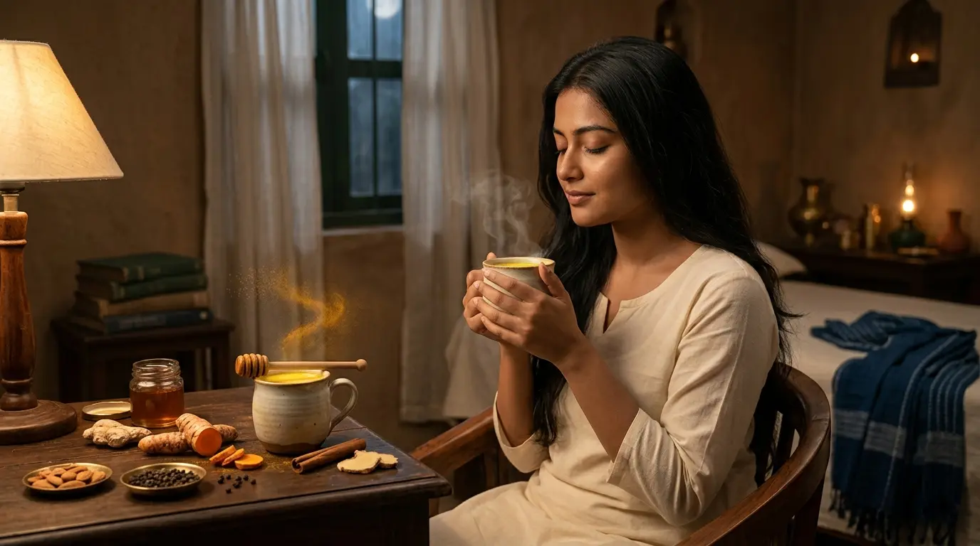 এক কাপ গরম হলুদ দুধ বা গোল্ডেন মিল্ক